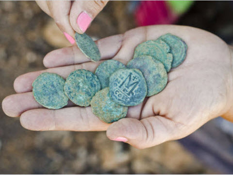 מטמון המטבעות מהתקופה הביזנטית [צילום: יוֹלי שוורץ, באדיבות רשות העתיקות]