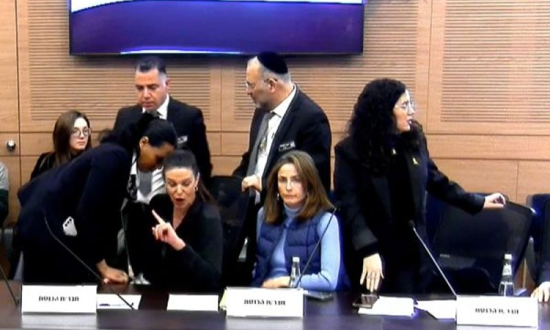 אפרת רייטן מתעמתת עם סדרני הכנסת שמנסים להוציאה [צילום: ערוץ כנסת]