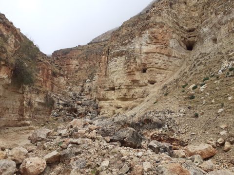 מערה בואדי רשאש שבה התגלה המטבע מימי מרד בר-כוכבא [צילום: טל רוגובסקי]