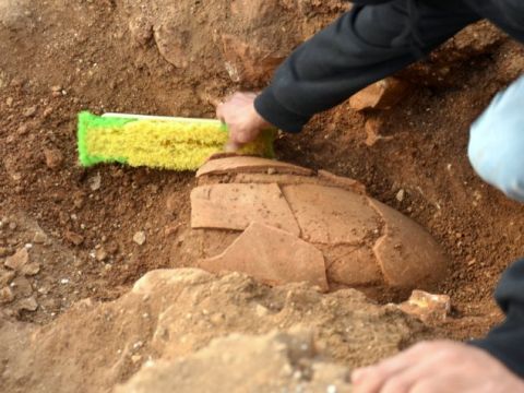 ראש חנית מהקרב מול טיטוס [צילום: קלרה עמית, רשות העתיקות]