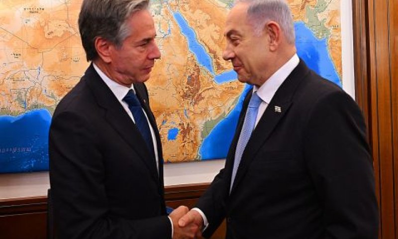 נתניהו בפתח הפגישה עם בלינקן [צילום: חיים צח / לע״מ]