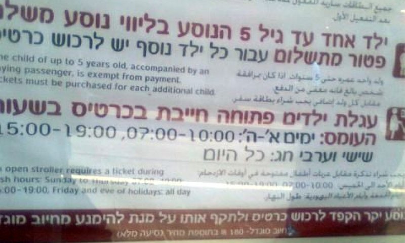 שלט של סיטיפס בתחנה. בשורה התחתונה כתובה הנחיה שגויה