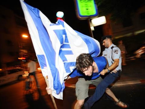 הפגנת הסטודנטים אמש נגד חוק האברכים. עשרה נעצרו [צילום: פלאש 90]