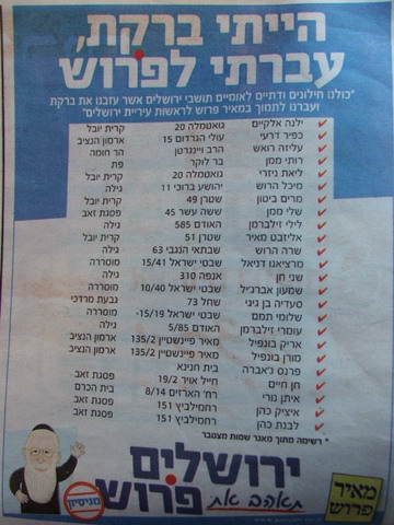 המודעה עם שמות "התומכים"