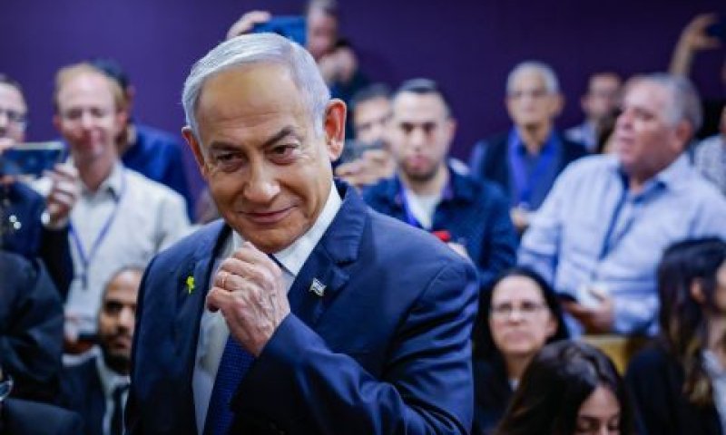 נתניהו בעדותו בבית המשפט [צילום: חיים גולדברג, פלאש 90]