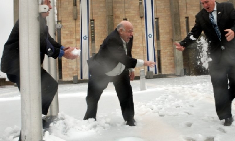גמלאים בשלג [צילום: פלאש 90]