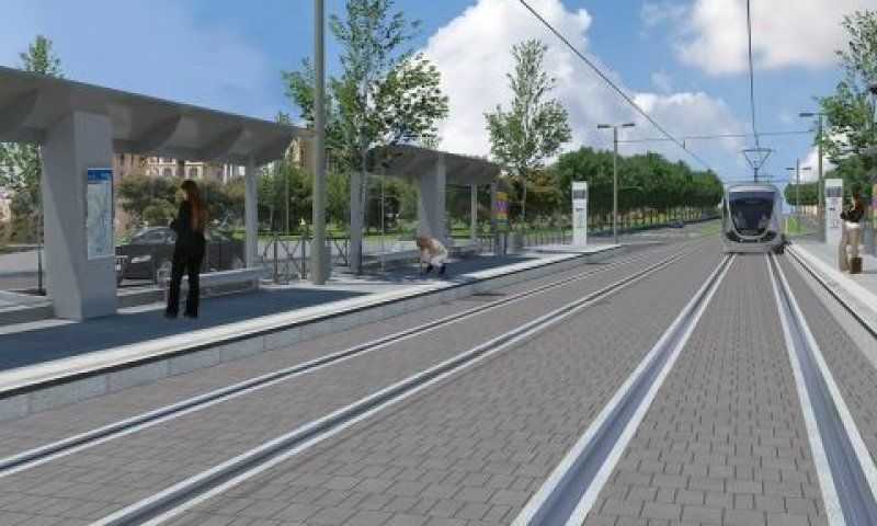 הדמיית הקו הכחול של הרכבת הקלה בירושלים [צוות תכנית אב לתחבורה]