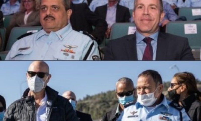 השרים והמפכ"לים: ארדן, אלשיך, שבתאי, אוחנה [צילום: יונתן זינדל, פלאש 90]