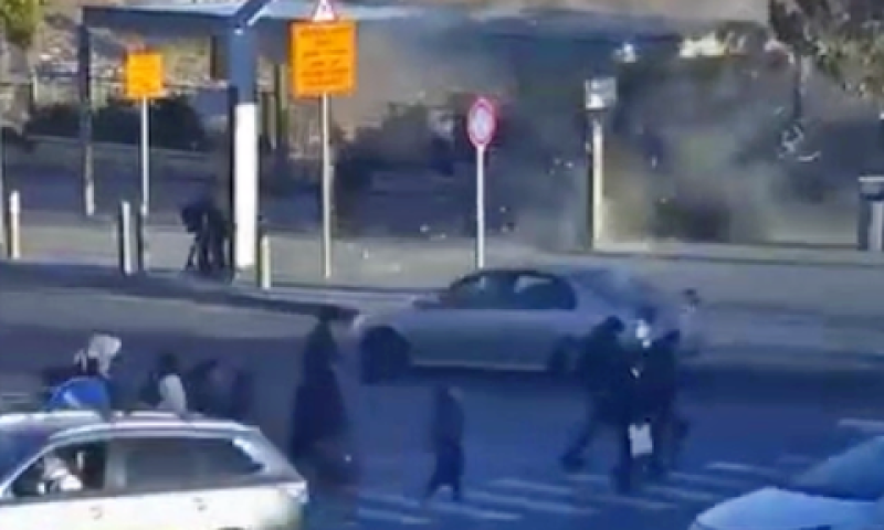 רגע הפיצוץ בכניסה לירושלים [צילום: מתוך סרטון שהפיצה קבוצת הפצחנים האירניים]