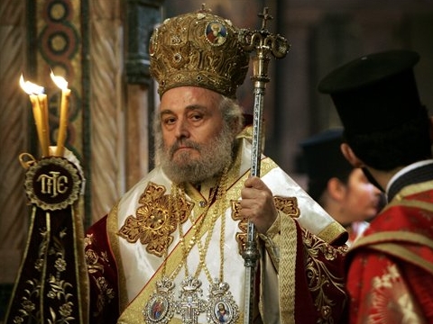 אירינאוס בתחילת השבוע בכנסיית הקבר [AP]