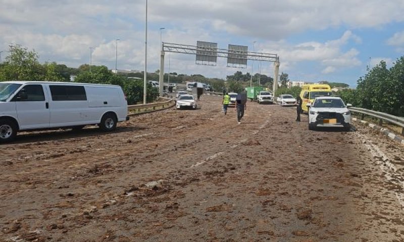 זירת הפגיעה באזור נתב"ג [צילום: תיעוד מבצעי מד"א]