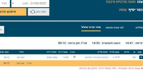 דוגמאות לאי הצגת מחיר באתר המידע של משרד התחבורה