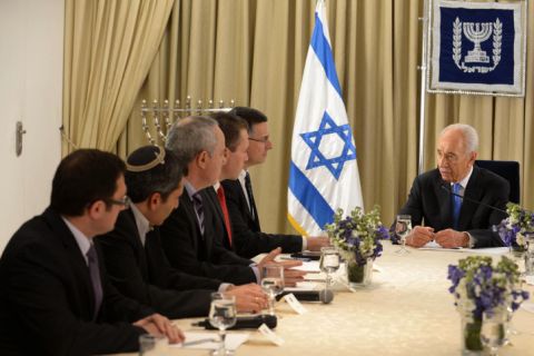 סיעת הליכוד ביתנו אצל הנשיא [צילום: מארק ניימן/לע"מ]