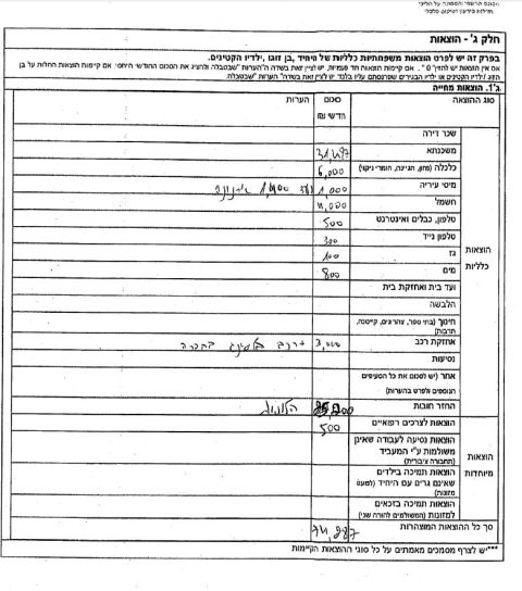 דיווח ההוצאות בבקשתה של ציונה מועלם