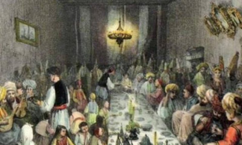 שם: סעודת ברית מילה יהודית באלג'יר 1835 [מתוך ספר מסעות מצוייר באלג'יר צייר שארל מוט]