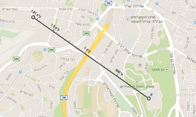 מרחק אווירי קצרצר מלשכת הכנסת