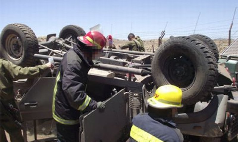 הג'יפ שהתהפך בשטח [צילום: דוברות כבאות גליל עליון גולן]