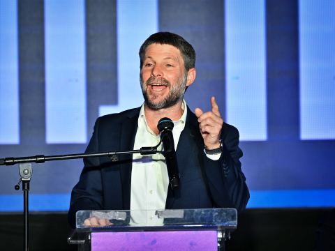סמוטריץ' בהפגנה. "חריגה מסמכות" [צילום: אריה לייב אברהמס, פלאש 90]