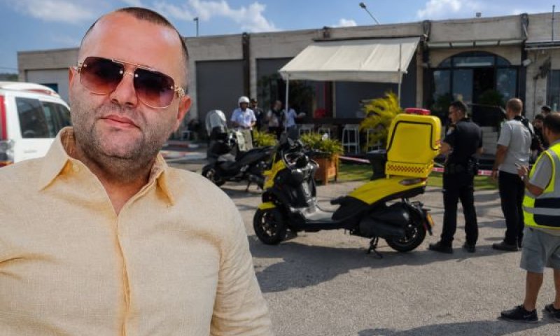 יאניס יושבייב ברקע זירת הרצח בקיסריה [צילום: תיעוד מבצעי מד"א]