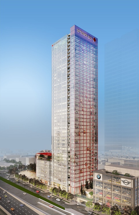 הדמיית בניין הנהלת בנק הפועלים [צילום: ישר אדריכלים]