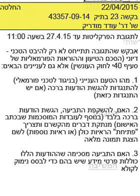 החלטת השופט מודריק בעקבות הבקשה להגיש את הודעות ברכה במשפט פינטו