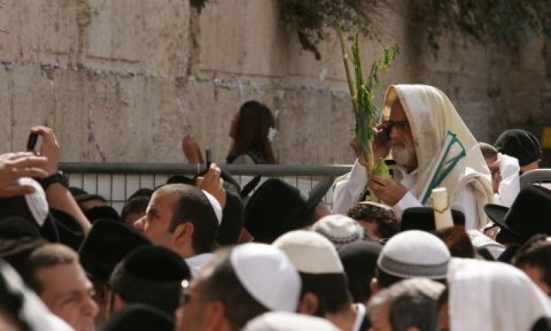 סוכות ברחבת הכותל [צילום: פלאש 90]