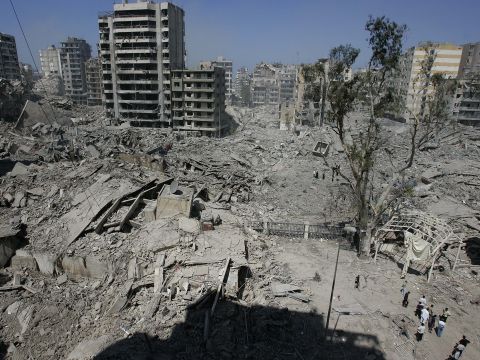 מפקדת חיזבאללה ההרוסה בדרום ביירות [AP]