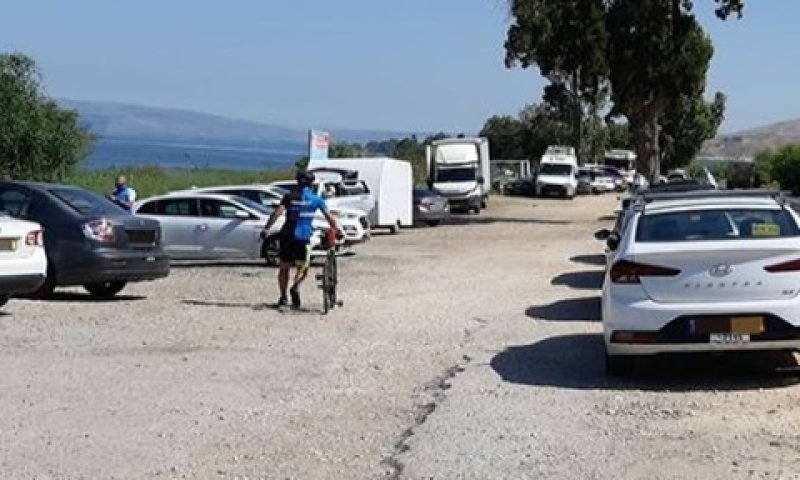 מאות כלי רכב חנו בחופים השונים [צילום: רשות הכנרת]