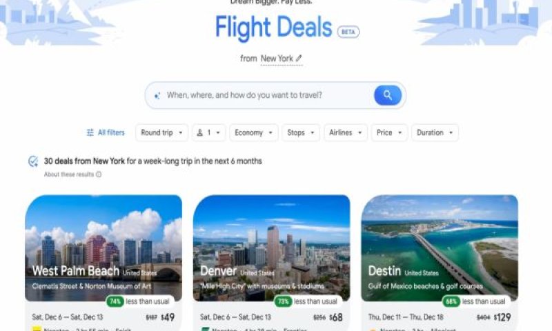 Flight Deals של גוגל. בתחרות ישירה מול Booking ו-Expedia [צילום: גוגל]