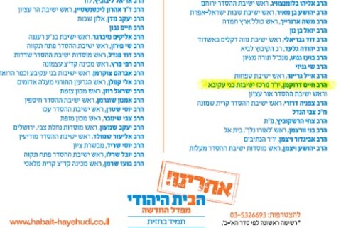 חלק מרשימת הרבנים שתומכים בבית היהודי
