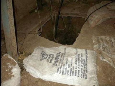 מנהרת טרור שנמצאה במתחם אונר"א בצוק איתן [צילום: דובר צה"ל]