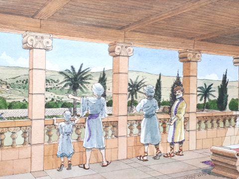 הדמית האחוזה המלכותית שעמדה בארמון הנציב [צילום: איור-שלום קוולר, ארכיון עיר דוד]