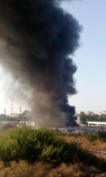 עשרות אוטובוסים נשרפו [צילום: חטיבת דובר המשטרה]
