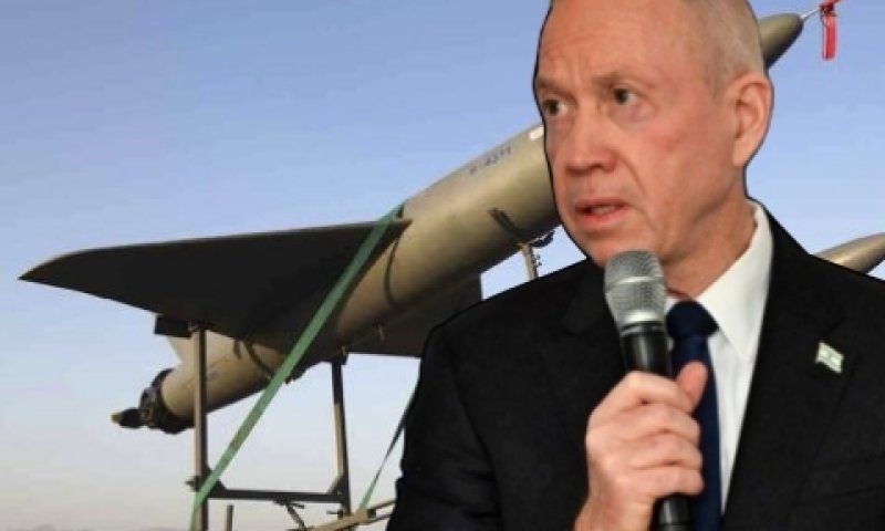 מל"טים לטווח של אלף קילומטר. גלנט בוועידת מינכן [צילום: אריאל חרמוני, משרד הביטחון ו-AP]