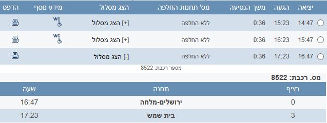 לוח הזמנים של רכבת ישראל. בסופו של דבר בוטלה הנסיעה האחרונה