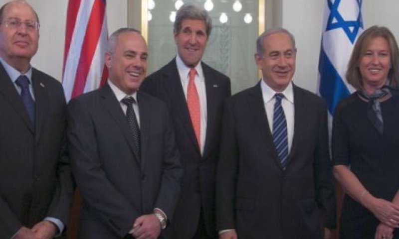 לבני, נתניהו, קרי, שטייניץ ויעלון. המו"מ יחודש? [צילום: פלאש 90]
