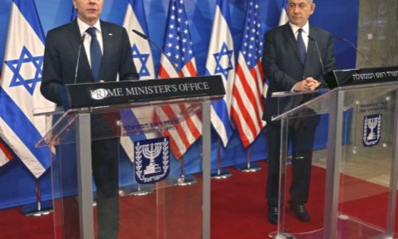 בלינקן ונתניהו בהצהרה המשותפת [צילום: מנחם כהנא/AP]