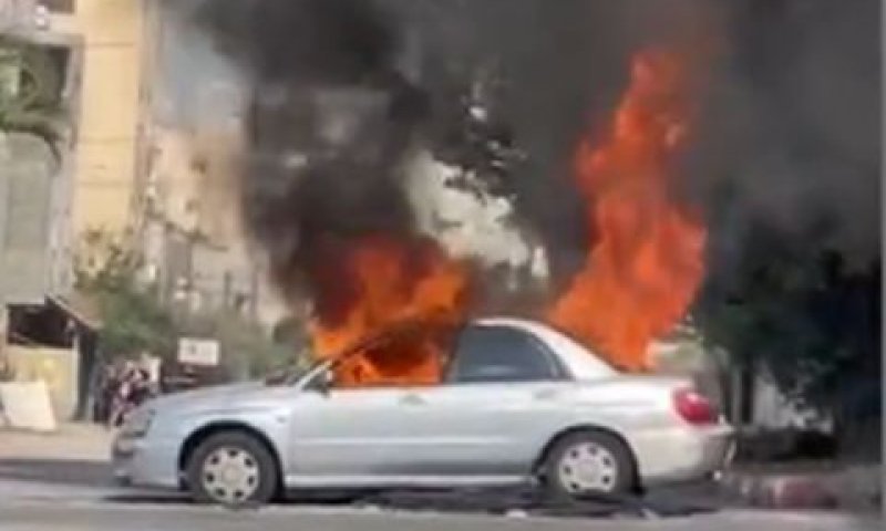 [צילום: ישראלי נורה ונפגע בלקלקיליה, רכבו הוצת (22.06.24)]