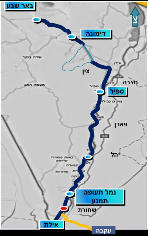 מפת הרכבת לאילת