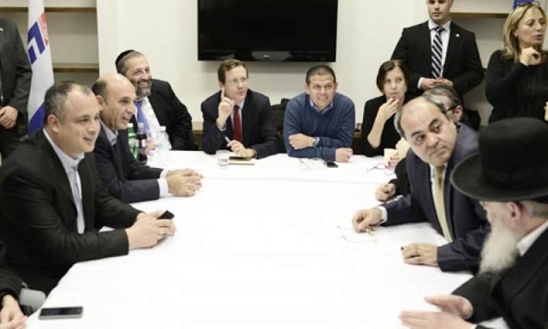 ראשי סיעות האופוזיציה המחרימים [צילום: פלאש 90]