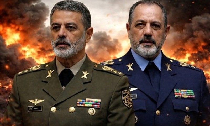 שר ההגנה האירני עזיז נסיר זאדה, הרמטכ"ל האירני עבד א-רחים מוסאווי [עיבוד: AI]