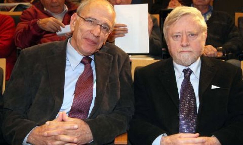 יוסף שפיריא, משה לדור. ינאמו ביום העיון [צילום: גדעון מרקוביץ]