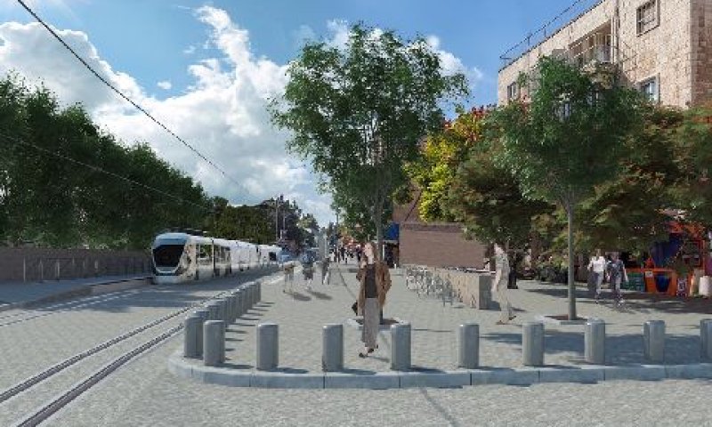 הדמיית רחוב עמק רפאים בפרויקט הרכבת הקלה