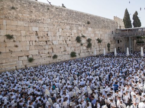 מתפללים בכותל המערבי [צילום: יונתן זינדל/פלאש 90]