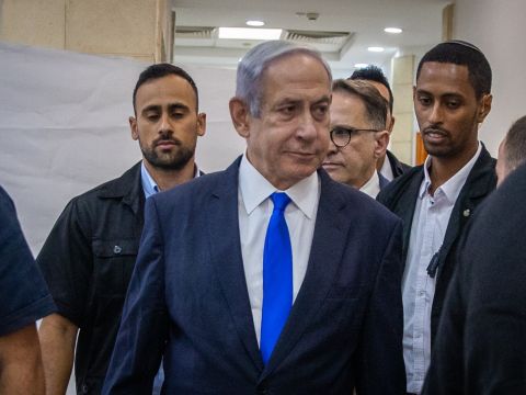 נתניהו היום בבית המשפט [צילום: אורן בן-חקון, פול]