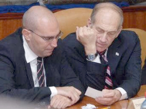 אולמרט ושריב [צילום:לע"מ]