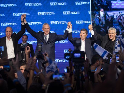 לפיד, אשכנזי, גנץ ויעלון אחרי המדגמים [צילום: הדס פרוש, פלאש 90]