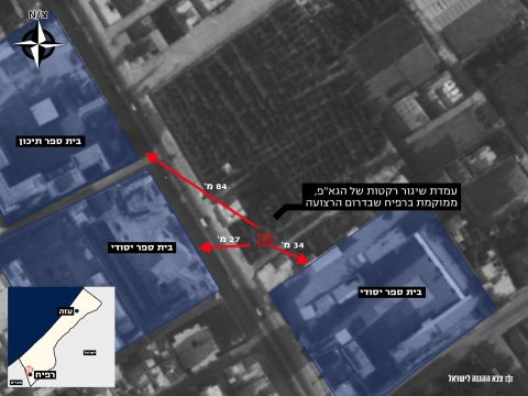 עמדת שיגור רקטות של הג'יהאד האיסלמי. ליד בתי ספר [צילום: דובר צה"ל]