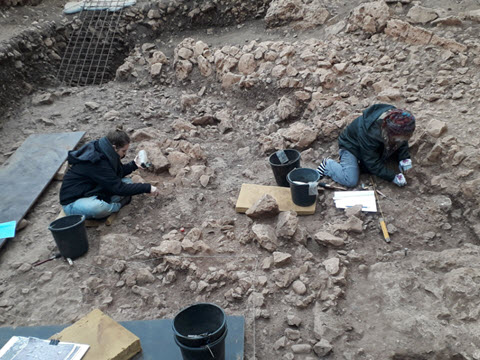חפירות טרסת מערת הנחל שכבה נטופית [צילום: ראובן ישורון]