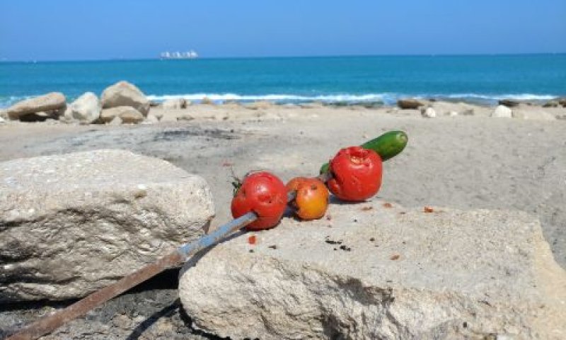 שאריות מנגל של נופשים בחוף חולות פלמחים אשדוד צפון [צילום: דרור אריאלי, המשרד להגנת הסביבה]